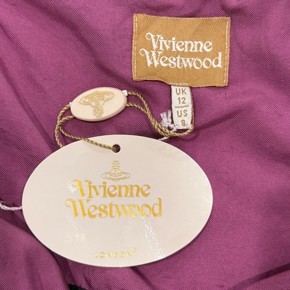 Vivienne Westwood Virginia Mini Dress Size 8 Magenta Raw Silk Cape Sleeve Chic - Picture 8 of 13